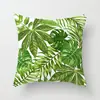 Funda de Almohada Decorativa Súper Suave con Estampado de Plantas Estilo Nuevo Funda Simple de Hoja Verde para Respaldo de Silla de Oficina