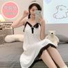 Camisola feminina 2024 Verão modal doce estilo princesa alça com bojo removível alça fina comprimento médio camisola roupa de casa
