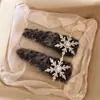 Atmósfera de Otoño e Invierno Pinza para el Cabello de Felpa Copo de Nieve Pinza Lateral para Mujer Lazo Lateral Pinza de Línea Única Flequillo Medio Pinza de Pico de Pato
