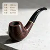 Pipa de Madera de Ébano Yimu, Pipa de Madera Maciza para Hombres, Pipa de Tabaco Seco Hecha a Mano Vintage, Pipa de Tabaco Retro Curva