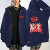 Suéter tipo cárdigan estilo Bts Sudadera con capucha con cremallera Moda urbana con estampado gráfico Mismo estilo Otoño e Invierno Corte holgado