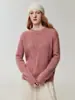 Hilo Kangbaolai - 25% seda de morera + 75% cachemir tejido suéter de cuello redondo para mujer, de manga larga, ajuste holgado, capa base