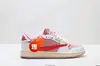 Zapatillas de Baloncesto Air AJ1 Travis Scott Rojas con Swoosh Invertido Unisex de Caña Baja