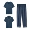 Pijama de Pantalón Corto y Manga Corta para Mujer Primavera y Verano Delgado Nuevo Verano 2025 Talla Grande Cuello en V Ropa de Casa Conjunto de Tres Piezas Rc