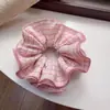 Goma para el pelo esponjosa de estilo coreano con borde de cuadros, Cuerda para el pelo, Accesorio para el pelo, Versátil y elegante para peinados de moño o coleta
