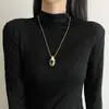 Collar con colgante de gota de agua de ágata negra estilo gélido europeo y americano cadena larga de suéter de lujo ligero de nicho alta gama accesorios