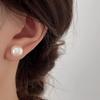 Verano Nuevo Shijia Aretes de Perlas de Pan al Vapor para Mujer Plata de Ley S925 Aguja de Plata Nicho Alta Gama Lujo Ligero Combinación con Todo Personalidad