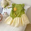 Vestido Deportivo de Retazos con Mangas Volantes para Niña Estilo Verano 2026 Vestido de Princesa Vestido de Tirantes de Encaje sin Mangas de Girasol