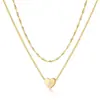 Amazon Collar de Doble Capa con Corazón Melocotón de Oro de 14 Quilates y 26 Letras para Mujer, Cadena de Clavícula en Capas Simple y de Moda con Forma de Corazón