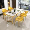 Mesa de negociación y silla de lujo con luz nórdica, moderna y sencilla, para cafetería, tienda de té con leche, apartamento pequeño, mesa de comedor rectangular para casa.