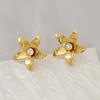 Aretes de Diseño Nicho Popular Europeo y Americano, Aretes de Flores Simples y Creativos, Joyería de Acero Inoxidable Brillante de Alta Gama al por Mayor
