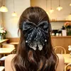 Pinza para el Cabello con Lazo de Malla Hazy Estampado de Leopardo Estilo Coreano para Mujer, Nuevo Pasador Alto para Cola de Caballo, Accesorio para el Cabello Semiatado