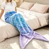 Manta de Sereia de Coral Fleece Fantasia Fofa para Crianças e Adolescentes Saco de Dormir Cauda de Peixe Manta de Pelúcia Fábrica de Impressão Personalizada