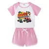 Traje de verano 2023 para niños y niñas, pantalones cortos, camiseta de manga corta, conjunto deportivo informal de dos piezas