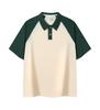 Camisa Polo de algodón fino de verano 200G con color de hombro a juego, marca de moda para hombre, camiseta de manga corta suelta casual con solapa, venta al por mayor