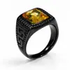 Fábrica directa de origen acero inoxidable punk de piedra comercio exterior titanio acero cuadrado gema grano de la Gran Muralla fundición anillo de hombre