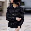 Cárdigan de punto fino de lana con cuello redondo, Nuevo para Otoño/Invierno 2026, Manga larga, para mujer, corte holgado, top versátil con patrón de ondas