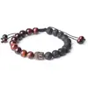 Pulsera Hecha a Mano de Piedra de Lava y Ojo de Tigre Rojo con Cabeza de Buda Cordón Elástico Ajustable Perfecta para Meditación Yoga y Uso Diario Diseño Espiritual para Promover la Paz y el Equilibrio