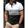 Moda Masculina Impresión 3D Manga Corta Solapa Verano Diario, Nueva Camisa Polo de Negocios Manga Corta Casual para Hombre