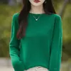 Tricô de Gola Redonda de Uma Linha Pronto Para Usar de Manga Longa para Mulheres no Outono e Inverno, Cor Sólida Transfronteiriço Pulôver de Tricô Sem Costura, Versátil