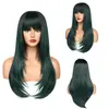 Peluca europea y americana de estilo transfronterizo, larga, recta, ligeramente ondulada, con capas y flequillo, disponible para venta al por mayor desde el fabricante