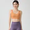 Ropa de Yoga para Mujer con Almohadillas Fijas en el Pecho, Transpirable y Amigable con la Piel, Tops Deportivos de Presión Media-Alta para Fitness, Pilates, Ropa de Entrenamiento, Chalecos