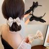 Moño Escape Princesa Pinza de Agarre Doble Cara Negro Pasador de Pelo de Alto Sentido Parte Trasera Cabeza Pinza de Tiburón Accesorios para el Cabello Sombrerería Venta al por Mayor