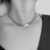 Joyería transfronteriza de Europa y Estados Unidos, moda hip-hop, joyería urbana moderna con diseño geométrico, collar de cadena gruesa con hebilla de metal y personalidad simple.