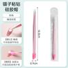 Pinças para Nail Art Pinças de Silicone para Pressionar Pedrarias Pinças de Ponta Reta Aço Inoxidável Pinças Coloridas Ferramentas Especiais para Salão de Unhas