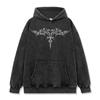 Tatuaje creativo de pecho impresión peso pesado 250g suelta manga corta algodón lavado Vintage cuello redondo marca de moda ins