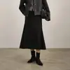 Falda midi de talle alto con diseño deconstruido, otoño 2026, elegante y versátil para ir al trabajo, falda línea A por encima de la rodilla, 65133