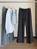 Pantalones deportivos casuales grises para mujer, nuevo estilo coreano de otoño, cintura alta con cordón, bordados, holgados, rectos de pierna ancha
