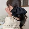 Scrunchie Extra Grande Plissado de Camada Dupla, Elástico de Cabelo de Alta Qualidade, Elegante Acessório de Casamento Francês