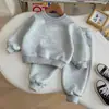 Conjunto de Sudadera de Color Sólido Europeo y Americano para Niños Nuevo Niños y Niñas Casual Bebé Primavera y Otoño Deportivo Ropa Infantil
