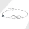 Bestseller transfronterizo: Pulsera estilo europeo y americano con símbolo de infinito incrustado de diamantes, joyería con piedra de cristal en forma de corazón, venta al por mayor desde el fabricante de origen