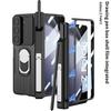 Aplicable Transfronterizo Samsung ZFold5 Estuche para Bolígrafo Plegable Estuche para Teléfono Móvil Soporte Armadura Ventana Deslizante Lente Absorción Magnética Cobertura Total Estuche de Cuero