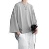 Camiseta de seda gelada de verão, manga curta, estilo Hong Kong, solta, plus size, manga curta, cor sólida, branca, camisa casual masculina e feminina