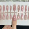 Unhas Postiças Pré-Fabricadas Rosa Olho de Gato Degradê, Pedaços de Unha Pré-Cortados, Sem Necessidade de Lixar ou Dar Acabamento, Adesivos de Unha Perfeitos
