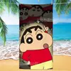 Toalha de banho de secagem rápida infantil de grandes dimensões Giz de cera Pequena nova toalha de praia Microfibra Velo de dupla face Toalha de praia com impressão digital