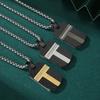 Nuevo Colgante Combinado de Fibra de Carbono Sólida Vintage Popular en Internet Personas de Moda Collar de Diamantes Estilo Japonés y Coreano Colgante de Acero de Titanio para Hombre