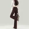 Calça Jeans Wide Leg Marrom para Mulheres Nova Temporada 2025 Cintura Alta Emagrecedora Calça Bootcut Calça Flare Marrom Melard