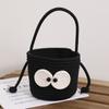Bonito Big Eyes Cotton Woven Bag Novo estilo palha tecido saco nicho balde portátil feminina saco dos desenhos animados mão carregando saco de cesta