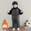 Pijama para Niños 2025 Invierno Niños Invierno Terciopelo Engrosado Traje de Cárdigan Ropa de Casa Acolchada de Tres Capas para Bebé Niño