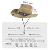 Sombrero de vaquero western de paja estilo étnico, sombrero de paja para el sol para viajes por la pradera para mujeres, sombrero de playa de ala ancha de verano para vacaciones