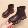 Botas para niñas, botas Martin, nuevo estilo otoño 2026, negras para niños, forradas de felpa, gruesas, zapatos grandes de algodón, botas cortas, botas de nieve cálidas