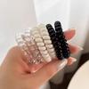 Cuerda para cabeza de línea telefónica transparente, banda de goma pequeña, banda para el cabello que no daña el cabello, liga para el cabello, cuerda para el cabello negra simple sin costuras de cuero, accesorios para el cabello