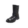 Novas Botas Martin Vintage Lavadas de Couro Resistente 2025 para Mulheres com Saltos Grossos e Fivela de Cinto