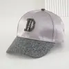 Explosiones Transfronterizas Gorra de Béisbol con Letras de Diamante para Pareja de Hombres y Mujeres Ajustable Diamante Brillante Gorra de Moda Casual Urbana