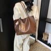 Bolso Bandolera de Color Puro Transfronterizo 2025 Nuevo Bolso Tote Retro Ropa de Trabajo Casual Estilo Coreano Bolso de Hombro de Gran Capacidad