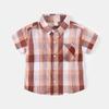 Camisas de Manga Corta para Niños de Comercio Exterior Verano 2025 Camisas Casuales para Niños Algodón Puro Camisas de Media Manga a Cuadros para Niños Moderno